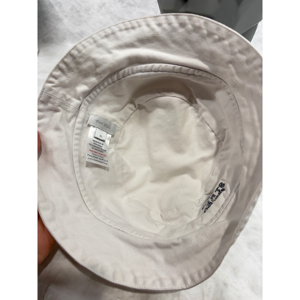 Fore Kids Golf St Regis Princeville White Bucket Hat Navy Trim Cotton XL - Picture 6 of 11